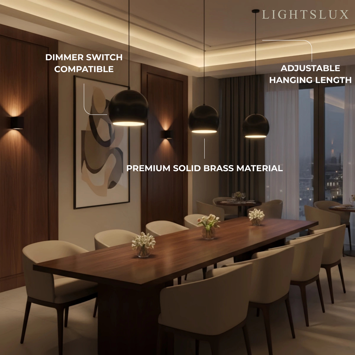 Excelis Modern Dome Pendant Light – Brushed Gold/Matte Black for Kitchen Island