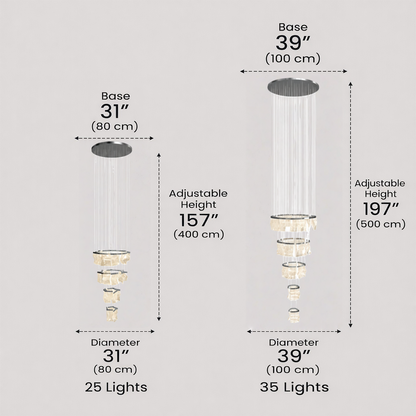 Excelis Royal Leaf-Layered Chandelier – Acrylic in Metallic Gold or Black Ash Dimmable