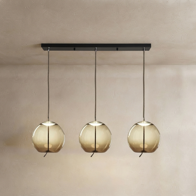 Vetro Modern Blue/Amber Pendant Light - Decorative Glass Geometric Living Room