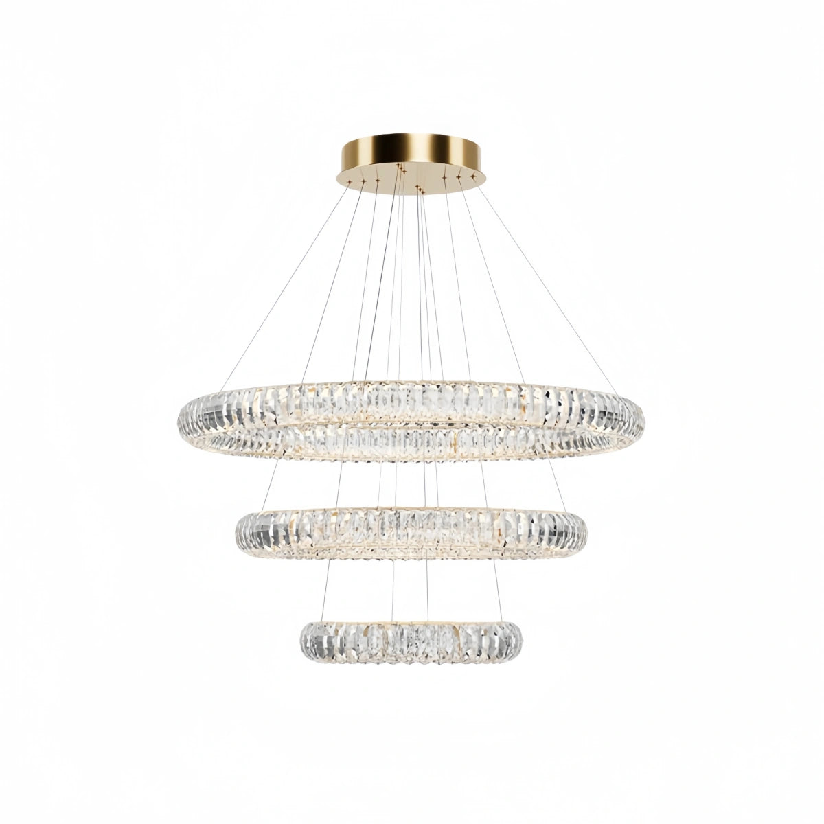 Excelis Luxury Tiered Crystal Chandelier – K9 Crystals Gold Finish Celestial Glow