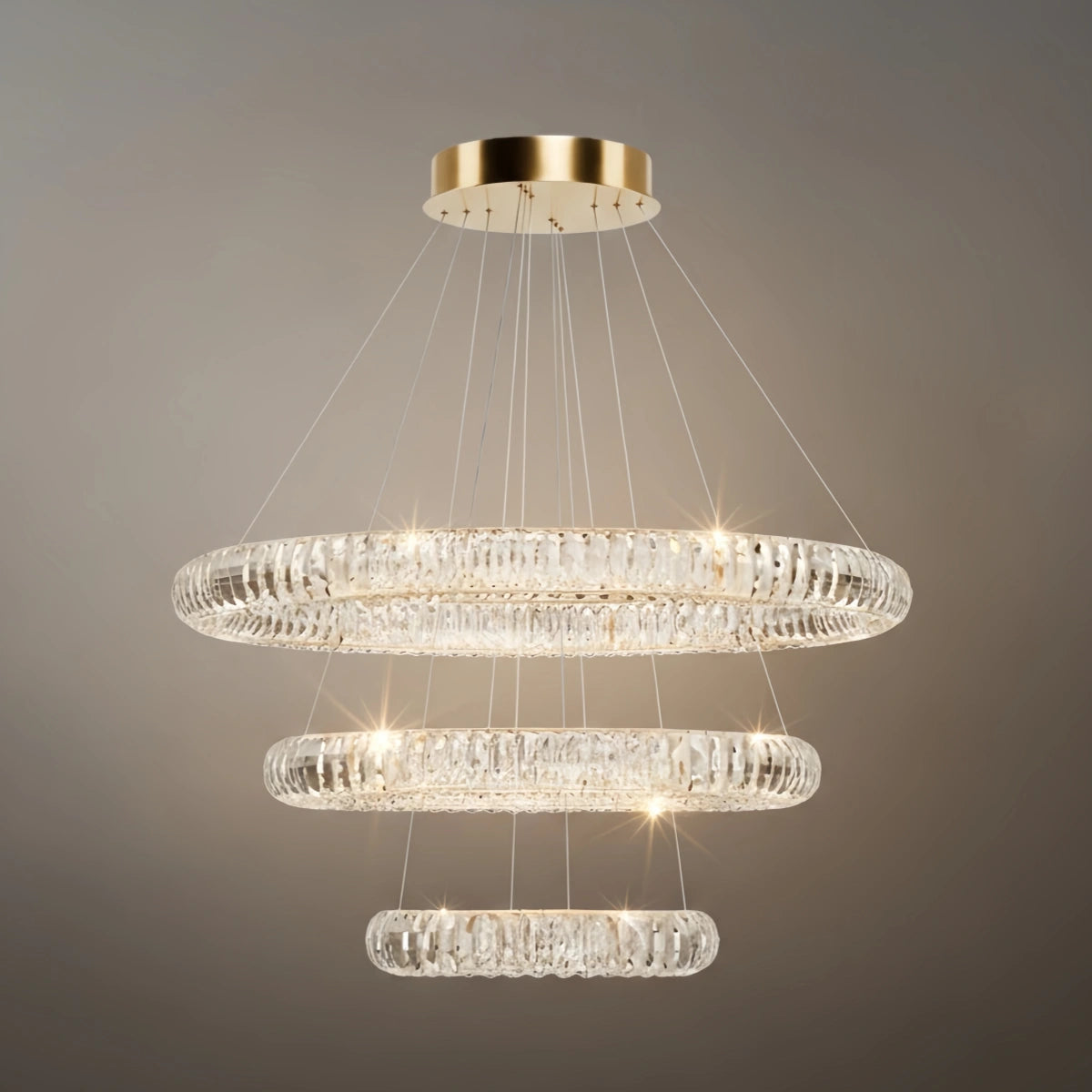 Excelis Luxury Tiered Crystal Chandelier – K9 Crystals Gold Finish Celestial Glow