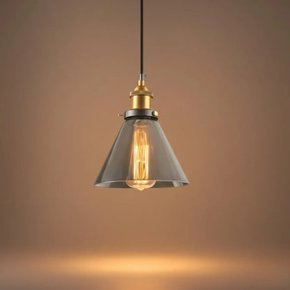 Irondale Industrial Glass Pendant Light – Clear/Amber/Smoke Grey for Dining Room