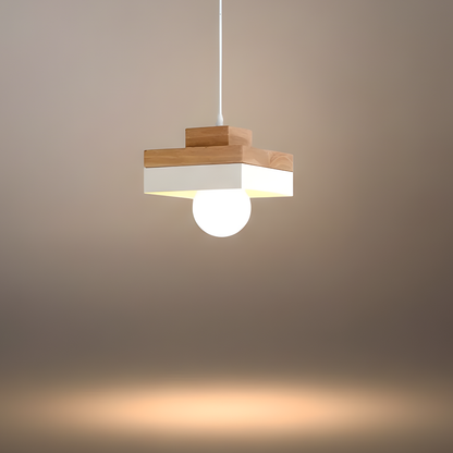 Pendant Light – Black/White Metal/Wood for Dining Room