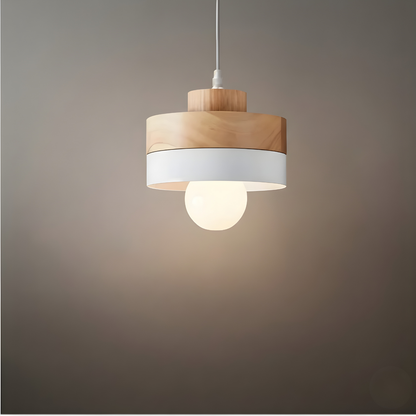 Pendant Light – Black/White Metal/Wood for Dining Room
