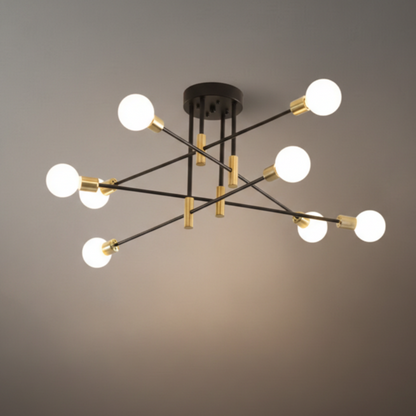 Lámpara de araña Nebula - Moderna, negra/dorada, ramificada, 4/6/8 luces