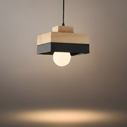 Pendant Light – Black/White Metal/Wood for Dining Room