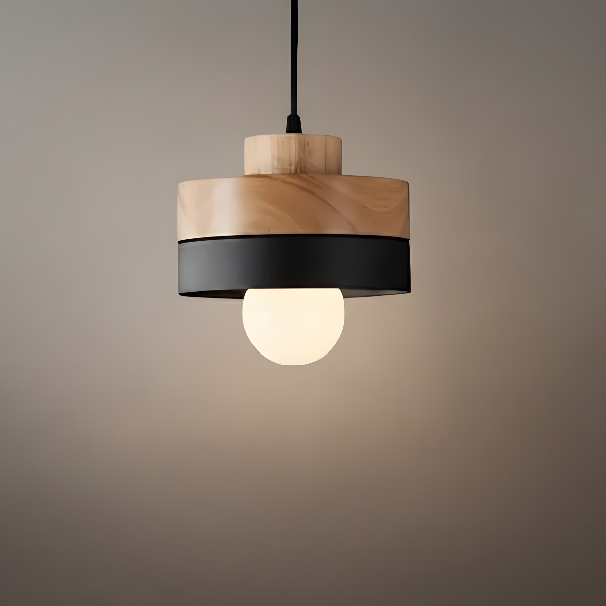 Pendant Light – Black/White Metal/Wood for Dining Room