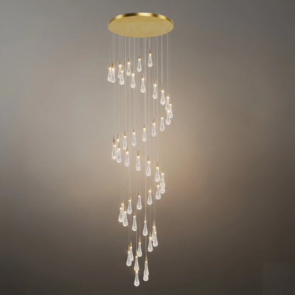 Excelis Luxury Crystal Drop Chandelier with Spiral Design