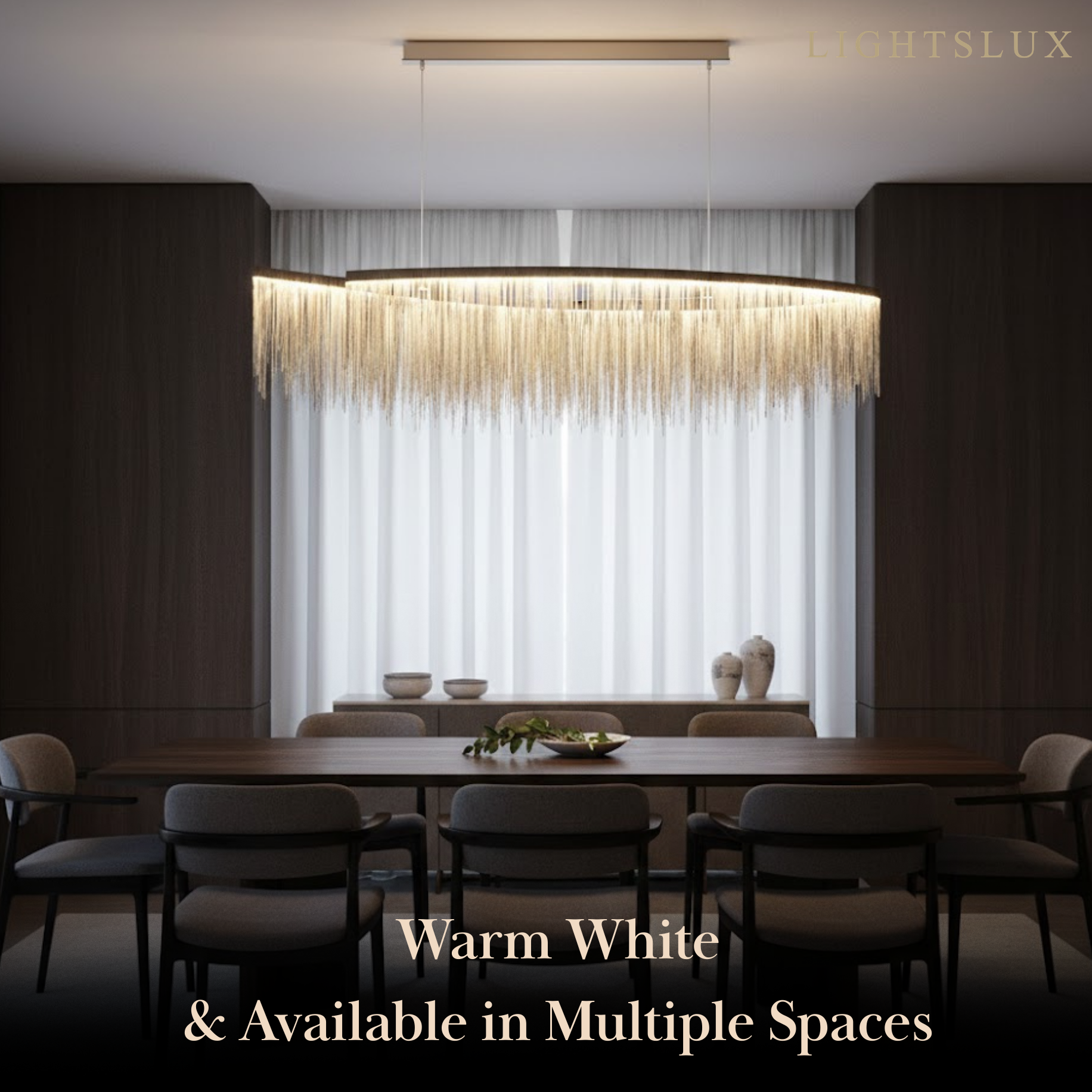 Gold or Chrome Pendant Light – Luxury Tassel Metal Fixture for Dining Room