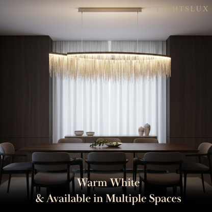 Gold or Chrome Pendant Light – Luxury Tassel Metal Fixture for Dining Room