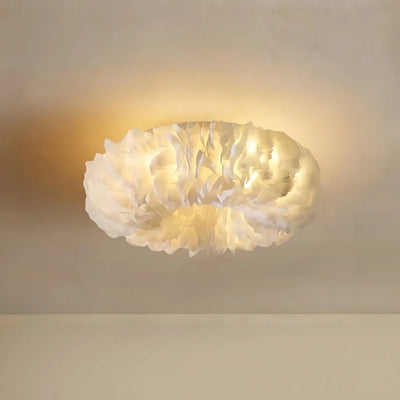 Lunara Art Deco Round Ceiling Light Art Feather — White/Yellow/Pink/Gray Bedroom
