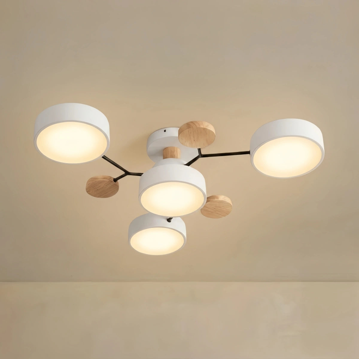 Lámpara de techo redonda moderna de metal Arcato - Multicabezal en gris/verde/blanco para sala de estar