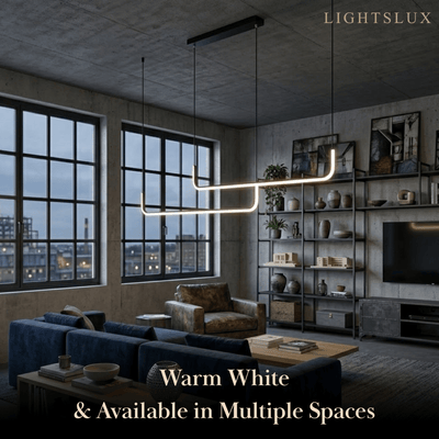 Lámpara colgante lineal minimalista Arcato – Metal negro/dorado/acrílico para comedor