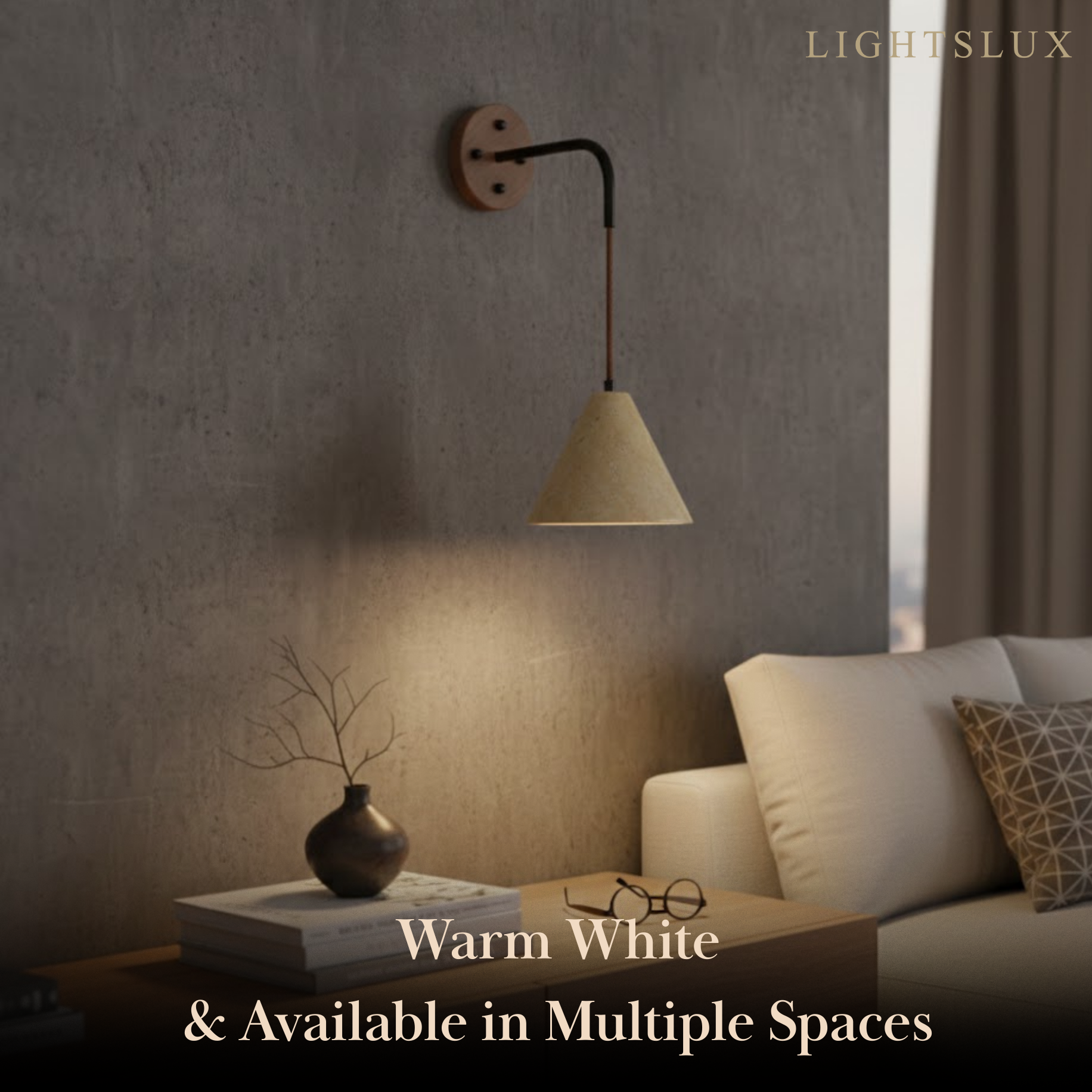 Wall Lamp — Travertine Shade Walnut Wood Socket for Bedside