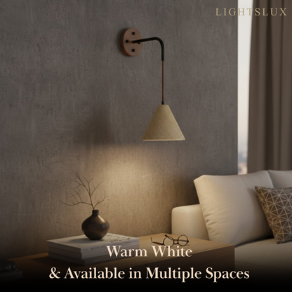 Wall Lamp — Travertine Shade Walnut Wood Socket for Bedside