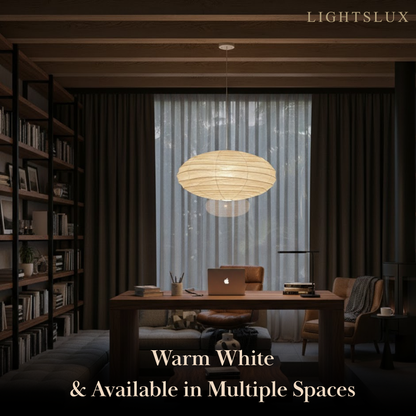 Japanese Washi Pendant Light — Mulberry Paper & Bamboo Frame for Dining Room