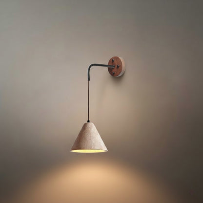 Wall Lamp — Travertine Shade Walnut Wood Socket for Bedside