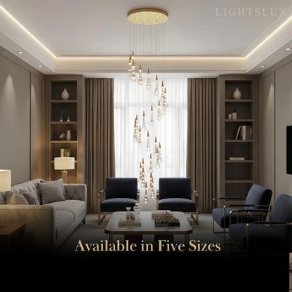 Excelis Luxury Crystal Drop Chandelier with Spiral Design