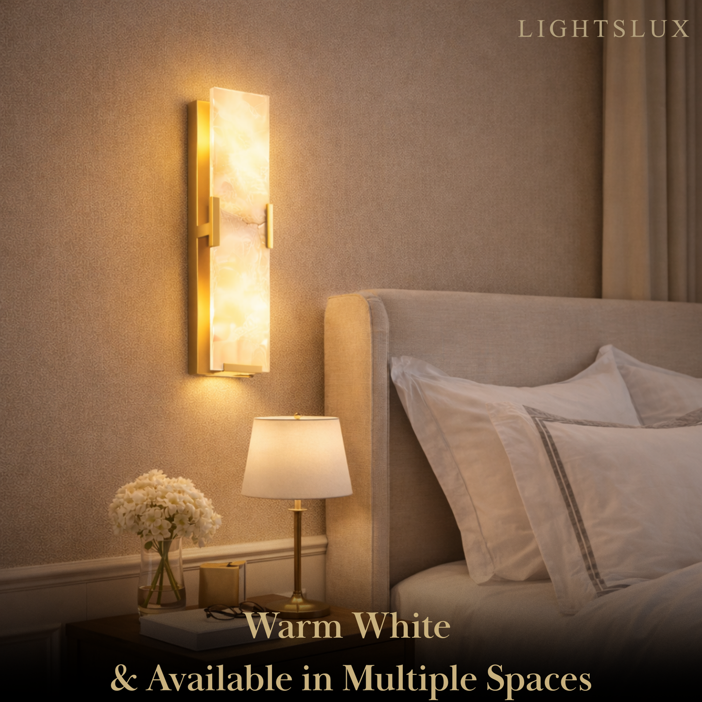 Modern Faceted Alabaster Wall Sconce – Brushed Gold Stainless Steel Backplate Indoor