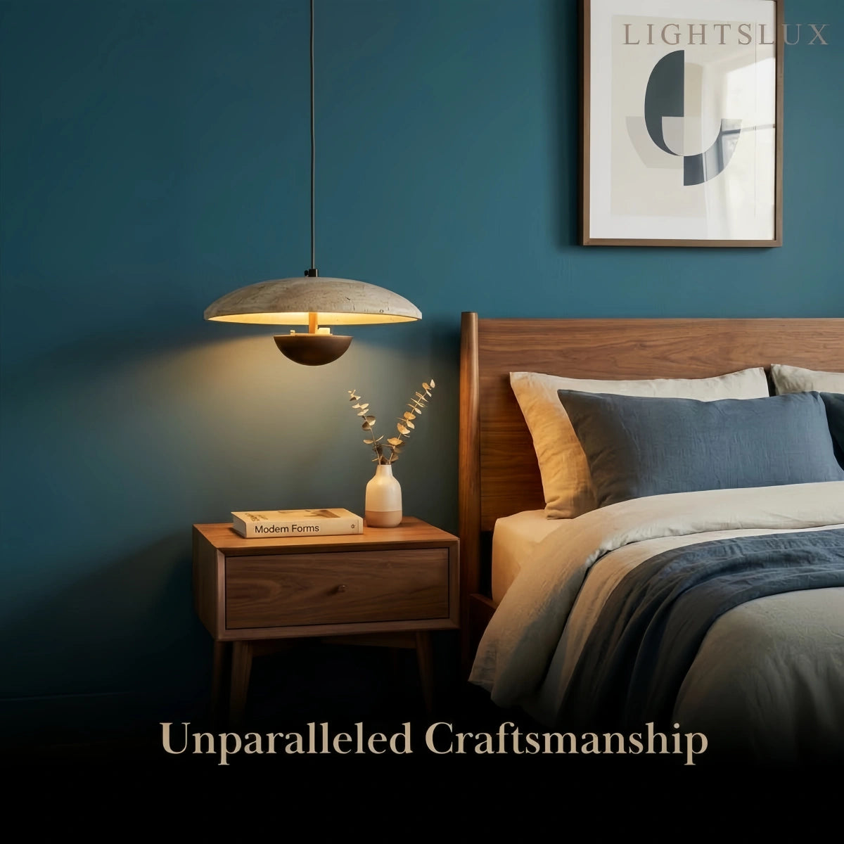 Lámpara Colgante Minimalista Strata – Travertino y Metal, Color Nogal/Madera para Interiores
