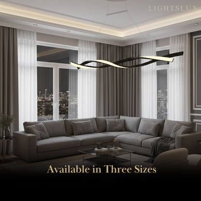 Arcato Modern Wave Design Pendant – Matte Black LED for Dining Room/Kitchen Island