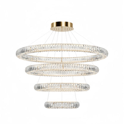 Excelis Luxury Tiered Crystal Chandelier – K9 Crystals Gold Finish Celestial Glow