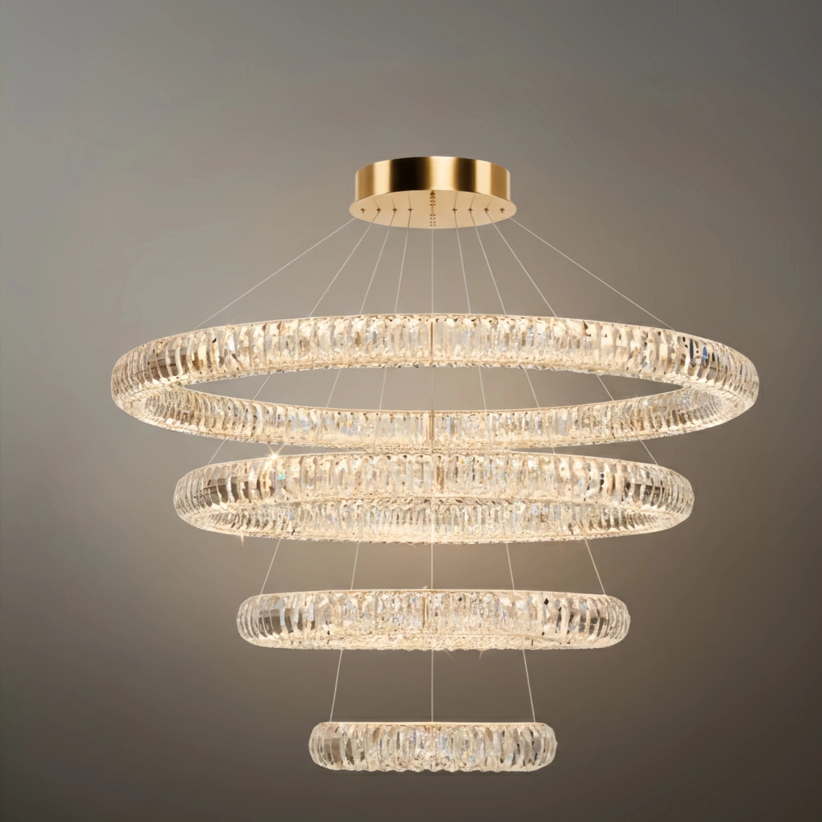 Excelis Luxury Tiered Crystal Chandelier – K9 Crystals Gold Finish Celestial Glow