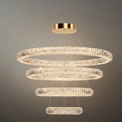 Excelis Luxury Tiered Crystal Chandelier – K9 Crystals Gold Finish Celestial Glow
