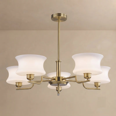 Vintage Chandelier – Gold or Chrome Glass Ceiling Light for Dining Room