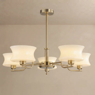 Vintage Chandelier – Gold or Chrome Glass Ceiling Light for Dining Room