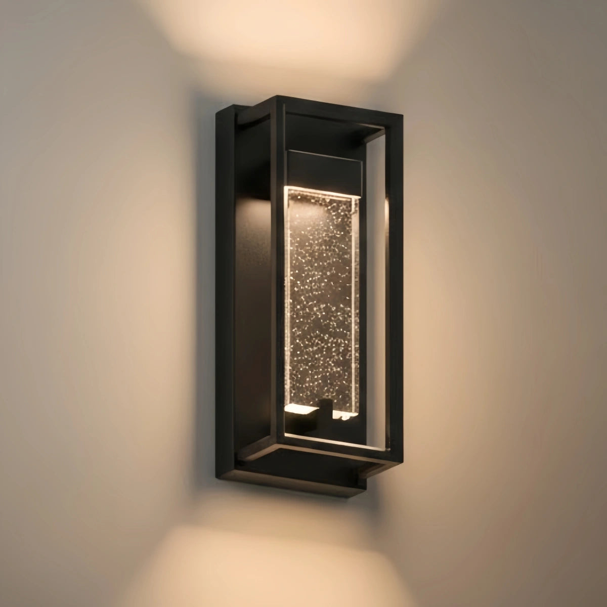 Arcato Modern Outdoor Wall Sconce, Black Stainless Steel Open Frame Light for Patio/Entryway