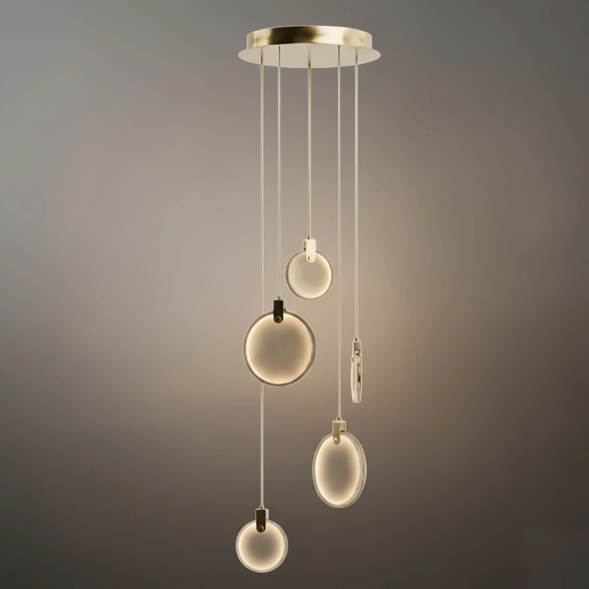 Excelis Modern Marble Orb Staircase Chandelier – Suspended Spheres on Stainless Steel Staircase