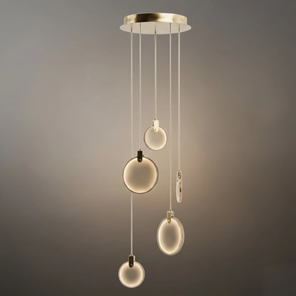 Excelis Modern Marble Orb Staircase Chandelier – Suspended Spheres on Stainless Steel Staircase