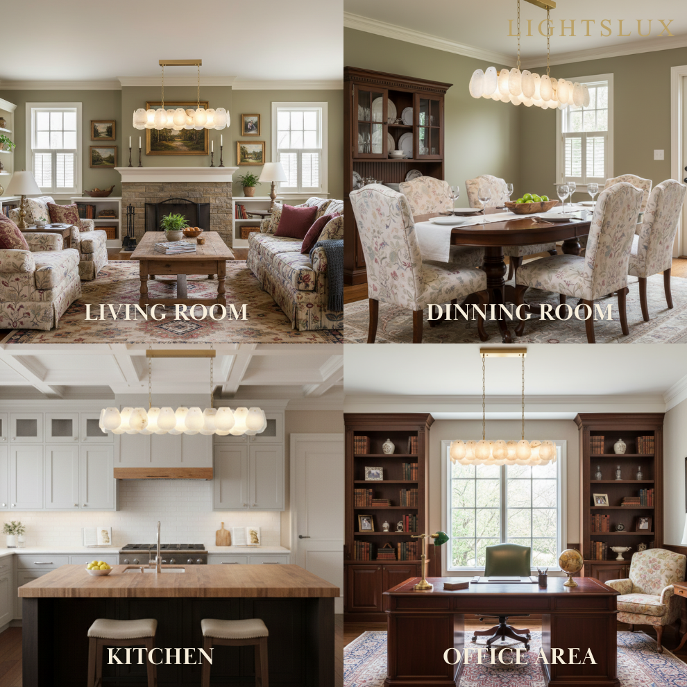 Excelis Alabaster Petal Pendant Light – Solid Brass Frame Brushed Gold Finish Kitchen island