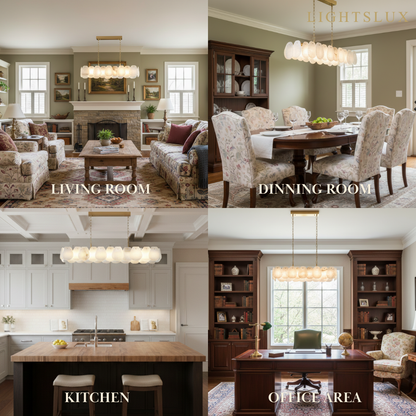 Excelis Alabaster Petal Pendant Light – Solid Brass Frame Brushed Gold Finish Kitchen island