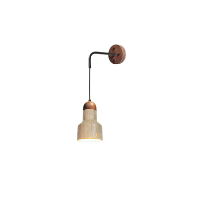 Wall Lamp — Travertine Shade Walnut Wood Socket for Bedside
