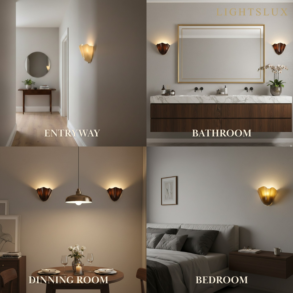 Organic Sculptural Wall Light — Petal-Form Earthy Tone for Bedroom