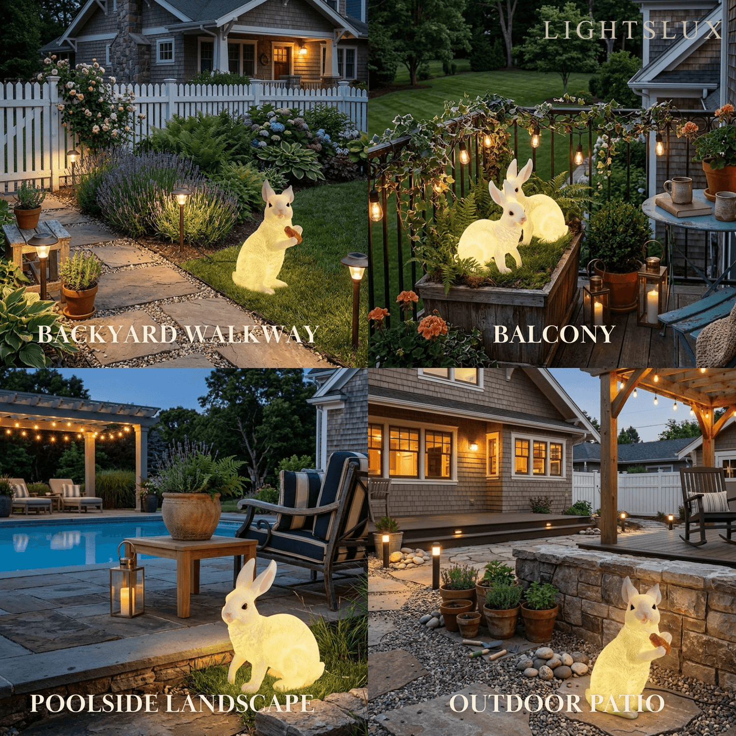 Easter Bunny Outdoor Light – Cute Sitting & Carrot Bunny Garden Lamp