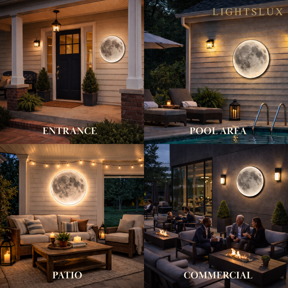 Moon Wall Light Luna, Waterproof Outdoor Moon Lamp for Patio Garden & Bathroom