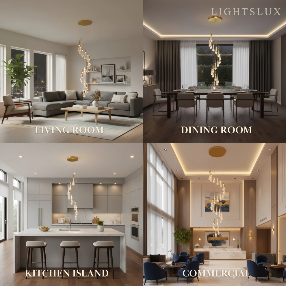 Excelis Luxury Crystal Drop Chandelier with Spiral Design