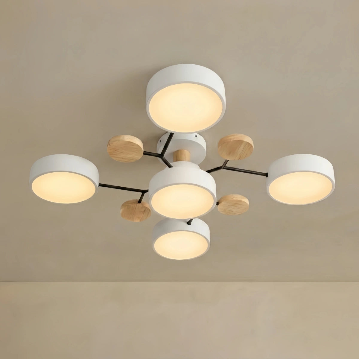 Lámpara de techo redonda moderna de metal Arcato - Multicabezal en gris/verde/blanco para sala de estar