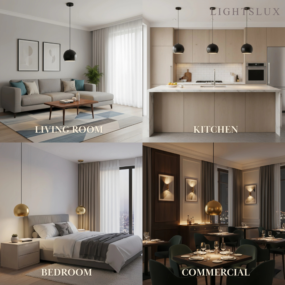 Excelis Modern Dome Pendant Light – Brushed Gold/Matte Black for Kitchen Island