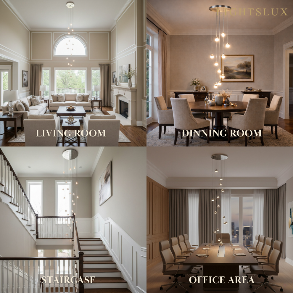 Excelis Royal Crystal Chandelier – Clear Sparkling Crystals with Warm Ambient Glow Living Room