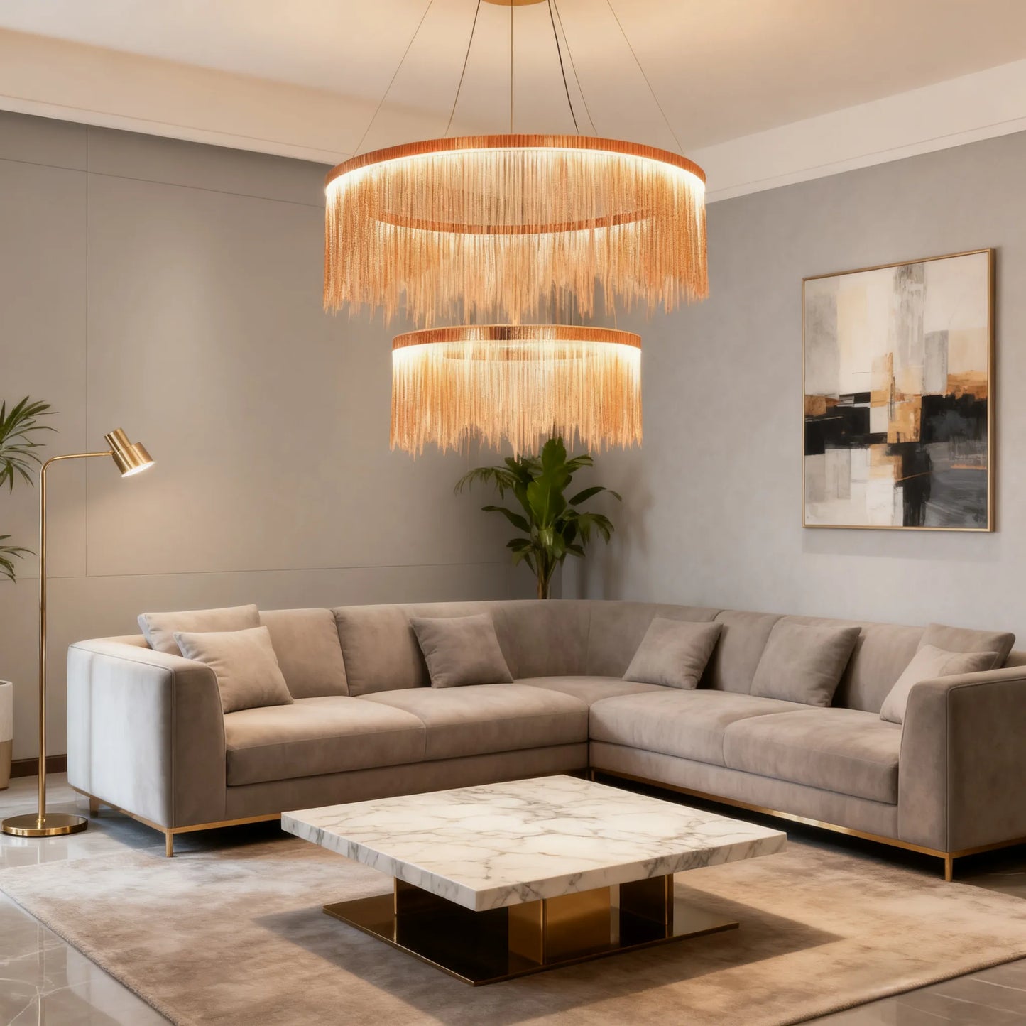 Velora Royal Pendelleuchte – Ausführung in Gold/Silber/Roségold für das Wohnzimmer