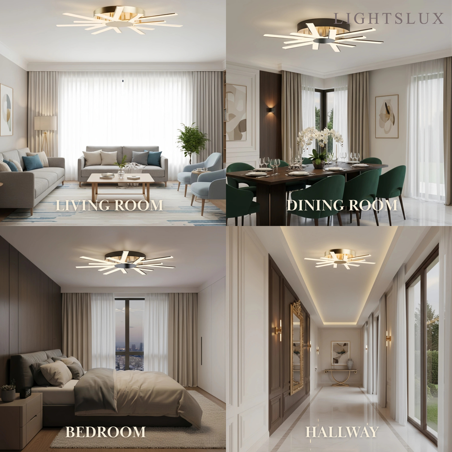 Nebula Modern Star Radiating Ceiling Light – Black/GoldAcrylic Rods for Living Room