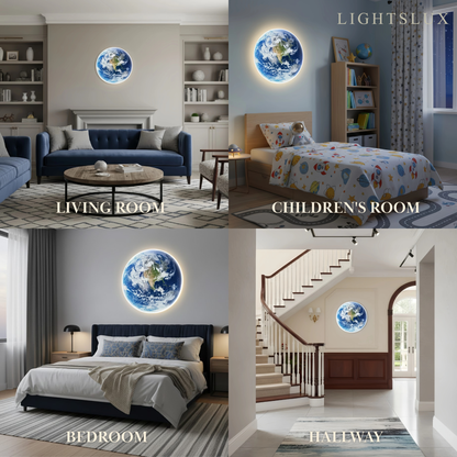 Lunara Modern Earth Topographic Wall Lamp – Globe-Like Glow Art Deco Artistic Lighting