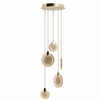 Excelis Modern Marble Orb Staircase Chandelier – Suspended Spheres on Stainless Steel Staircase
