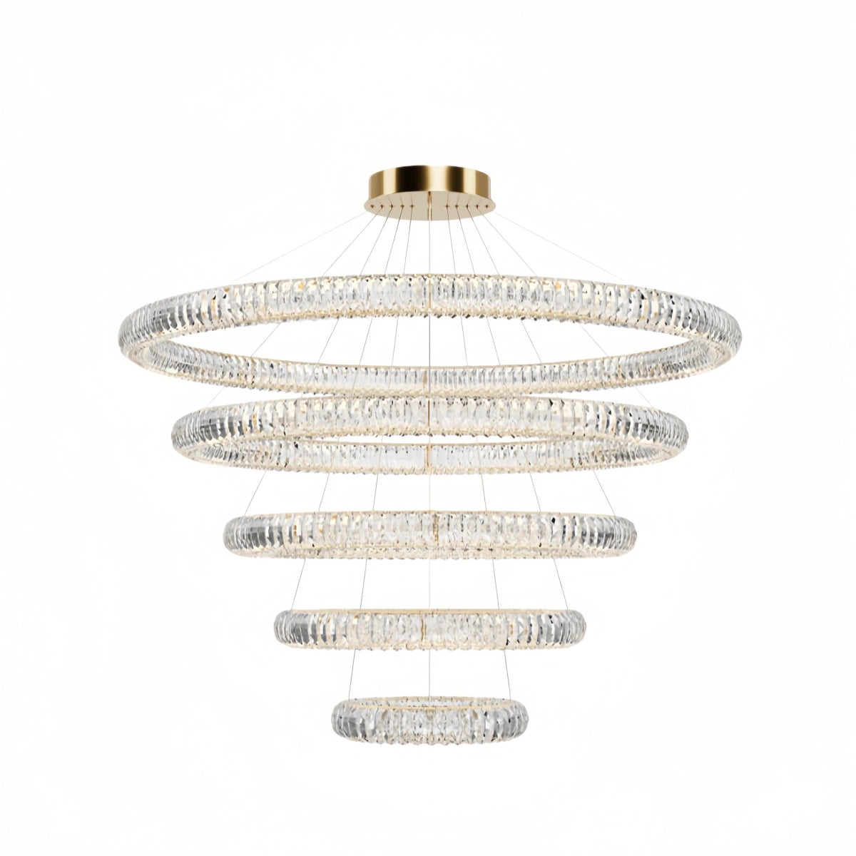 Excelis Luxury Tiered Crystal Chandelier – K9 Crystals Gold Finish Celestial Glow
