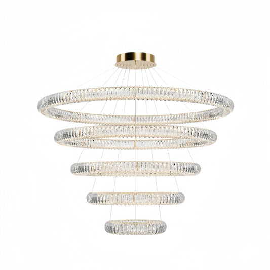 Excelis Luxury Tiered Crystal Chandelier – K9 Crystals Gold Finish Celestial Glow