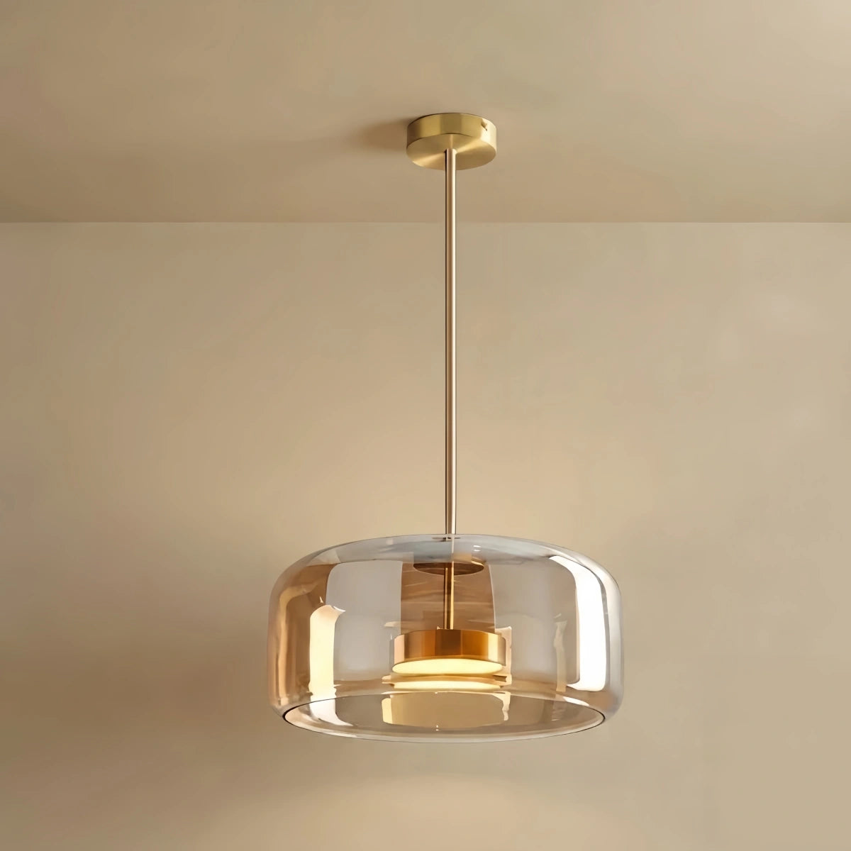 Vetro Modern Hand-Blown Pendant Lamp — Smoked Glass & Metal Accent for Kitchen Island